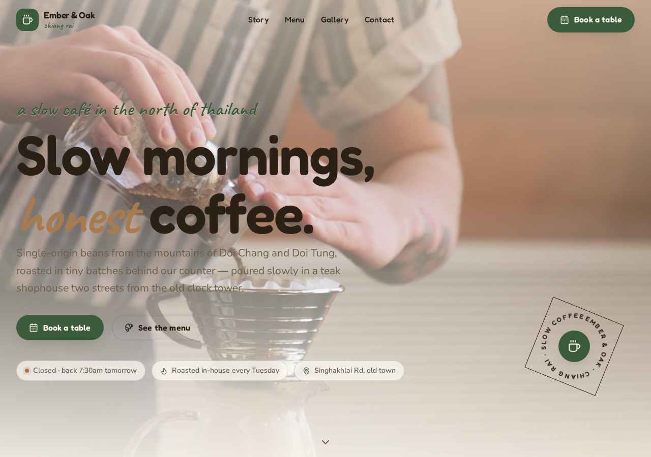 Hearth & Oak Café — live site preview