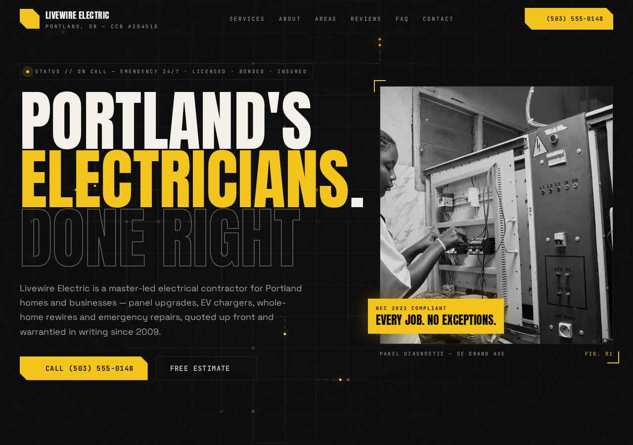 Livewire Electric — live site preview