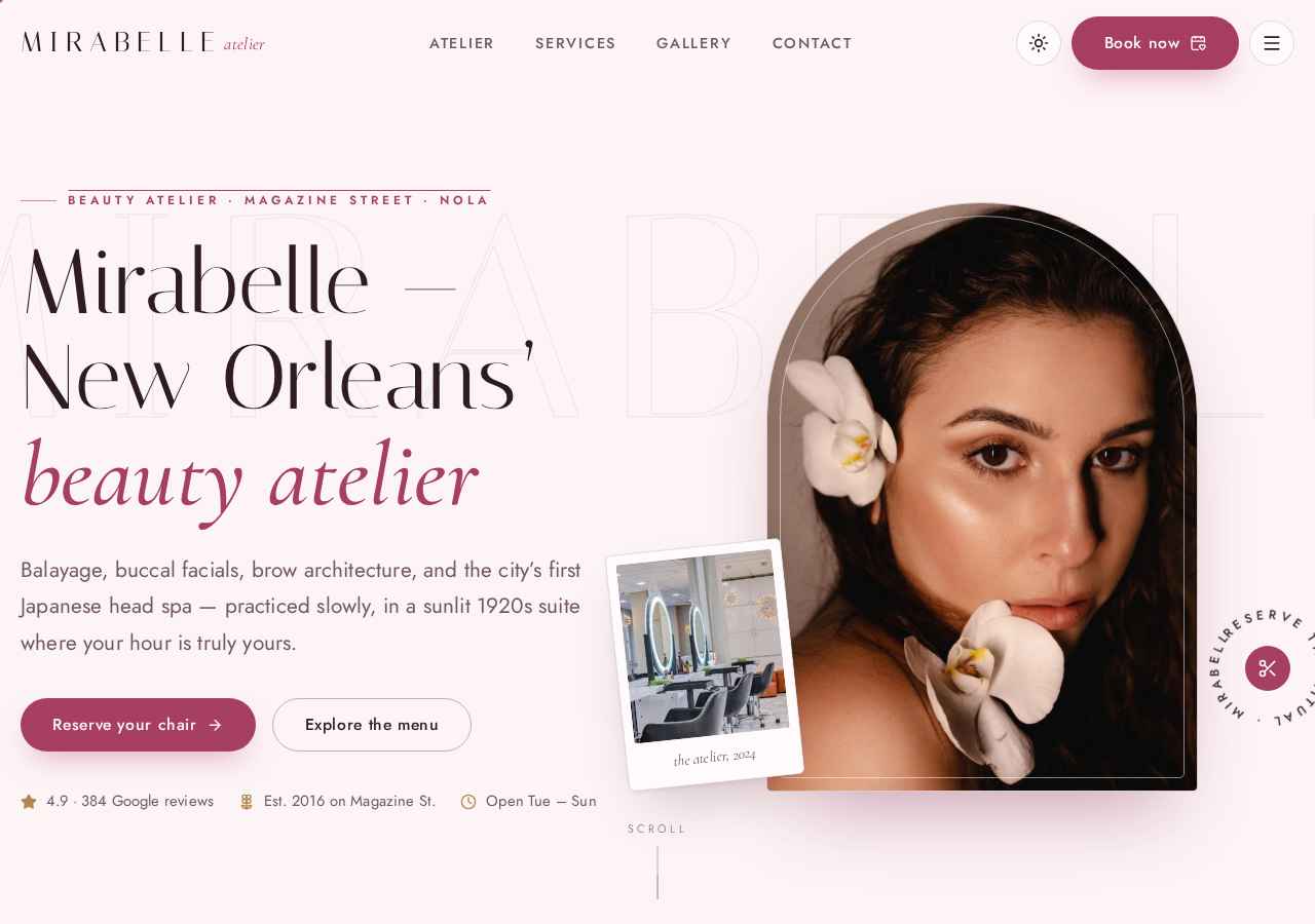 Mirabelle Beauty Atelier — live site preview