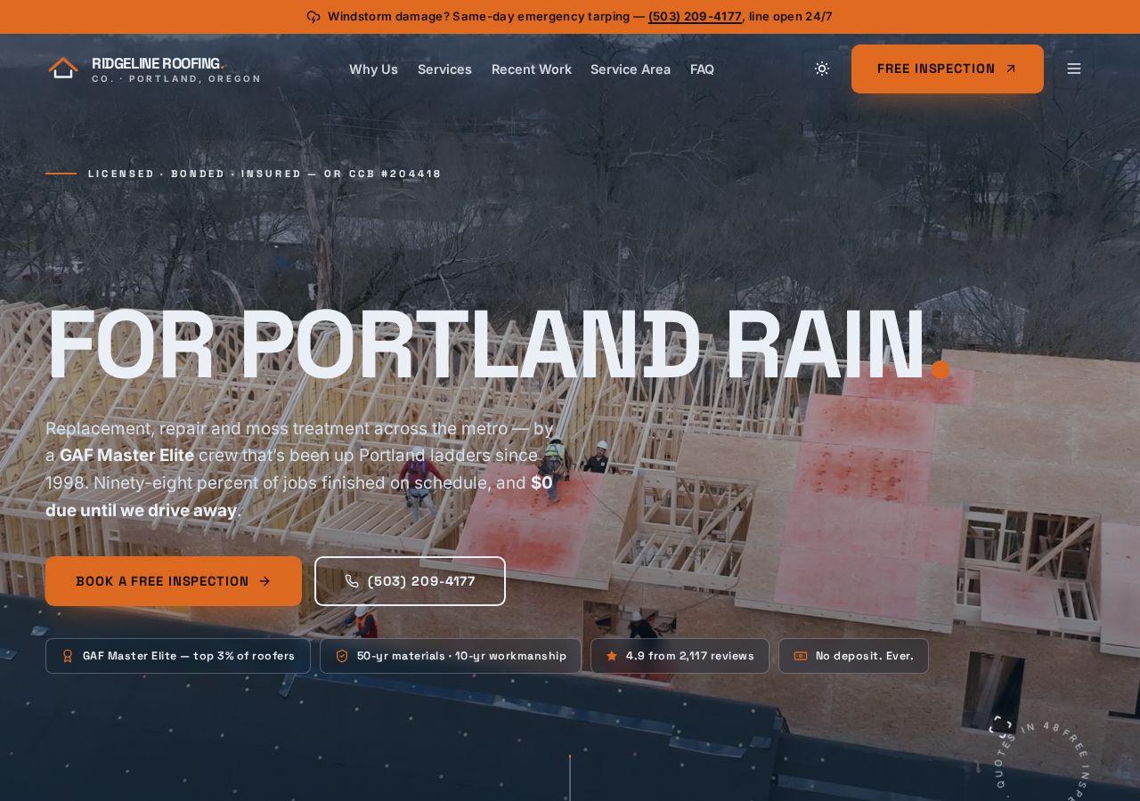 Ridgeline Roofing — live site preview